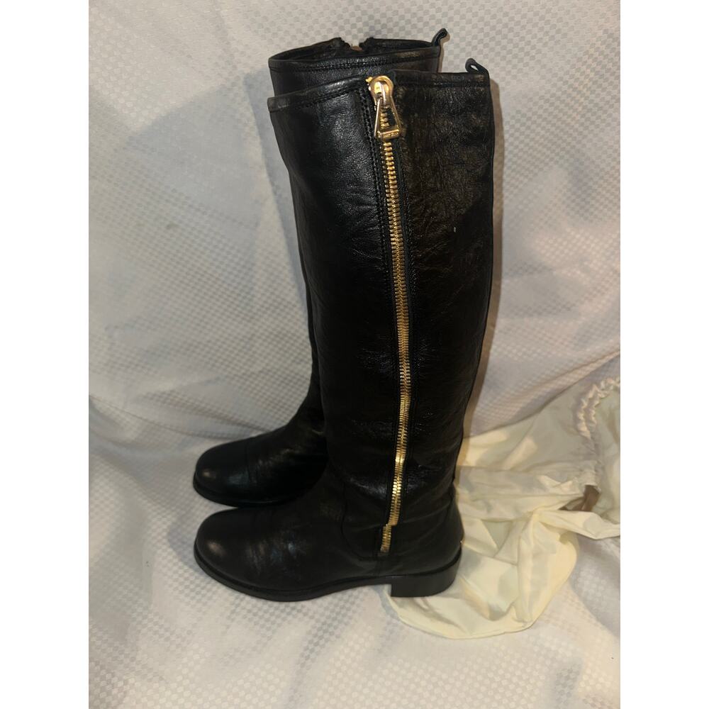 Jimmy Choo Black & Gold Tall Boots. Sz 40 - Picture 6 of 16